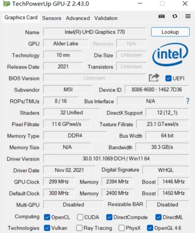 i5 13600K的核显相当于什么显卡