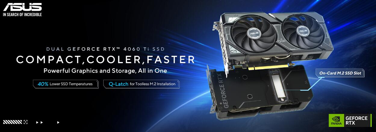 华硕宣布推出双GeForce RTX 4060 Ti SSD显卡